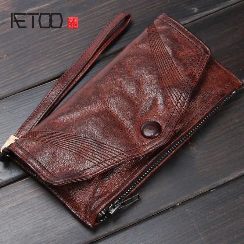 Billetera casual de cuero retro de primera capa para hombres-Marrón Billetera casual de cuero retro de primera capa para hombres-Marrón