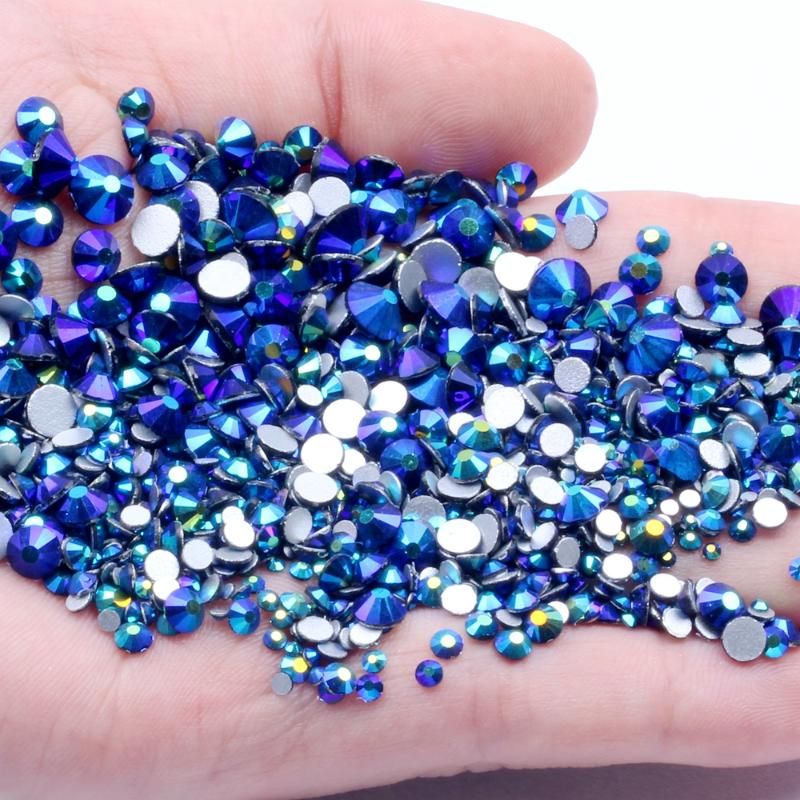 Crystal Clear Round Rhinestones Flat back Crystal Glass Chatons Strass Nail Art 