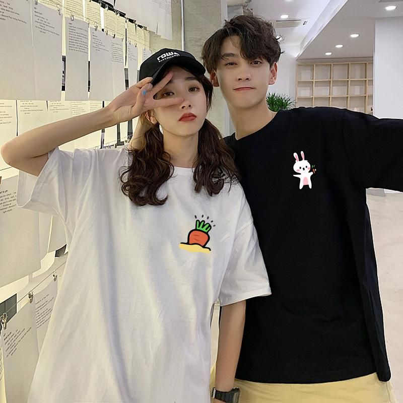 Camiseta para mujer Parejas T Shirt Mujeres Estética Tees Tops Ropa de Mujer y Carra de Carra Impresión Gráfica T Shirts Verano