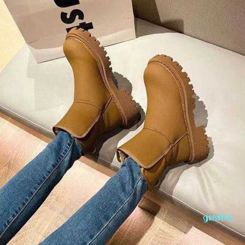 Winter Retro Plush Nubuck Martin Woman Snow Boots Platform Slip-On Large Size Spring Women Shoes Winter Retro Plush Nubuck Martin Woman Snow Boots Platform Slip-On Large Size Spring Women Shoes