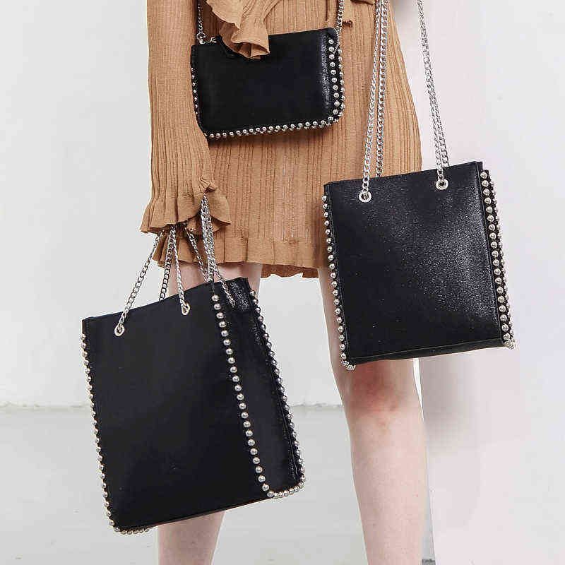 New Luxury Designer Women's Leather Beaded Handbag Shoulder Bag Ladies Tote Bag