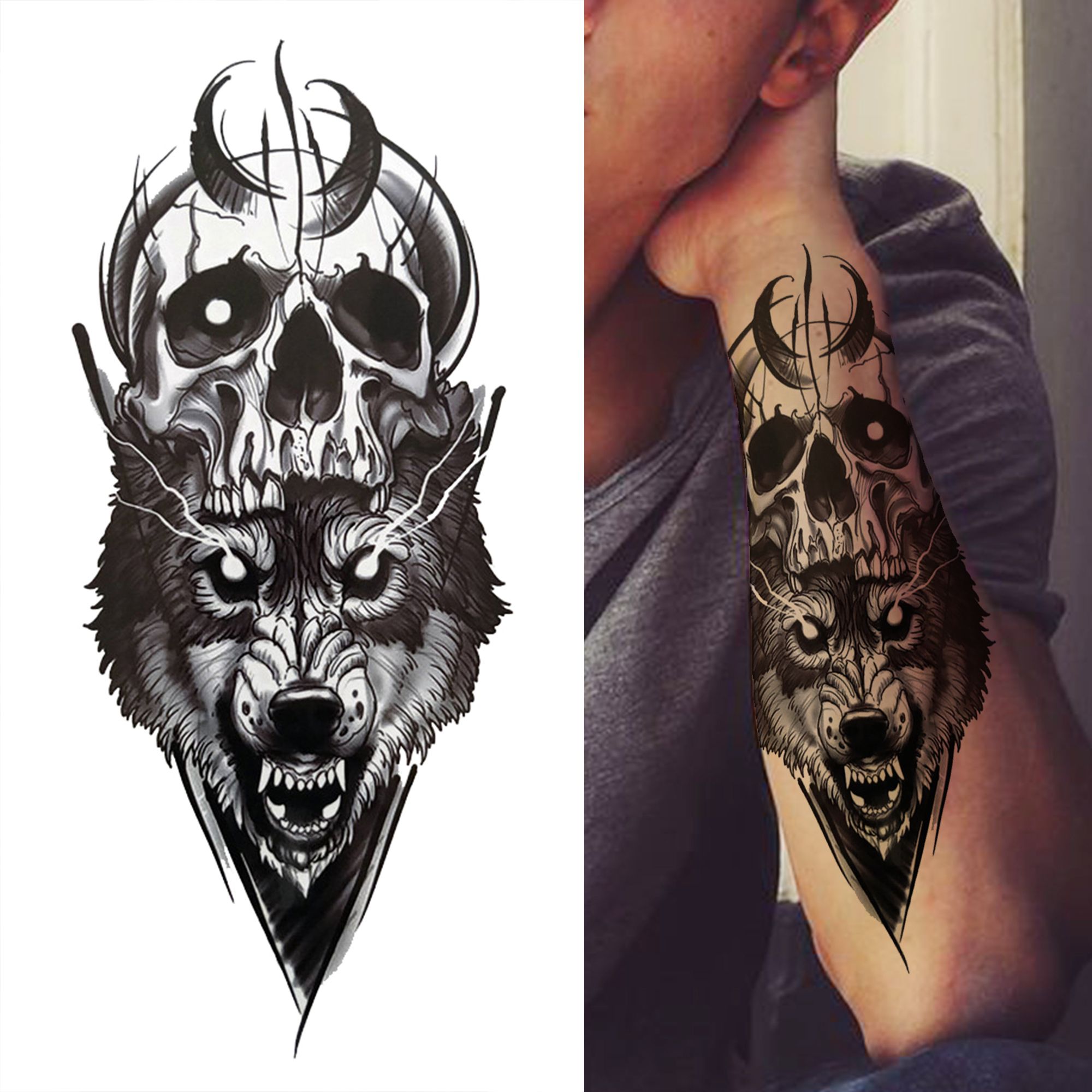 Pegatinas de tatuaje impermeable Líneas pintadas a mano Pegatinas de tatuaje blanco y negro Pegatinas de tatuaje impermeable Líneas pintadas a mano Pegatinas de tatuaje blanco y negro