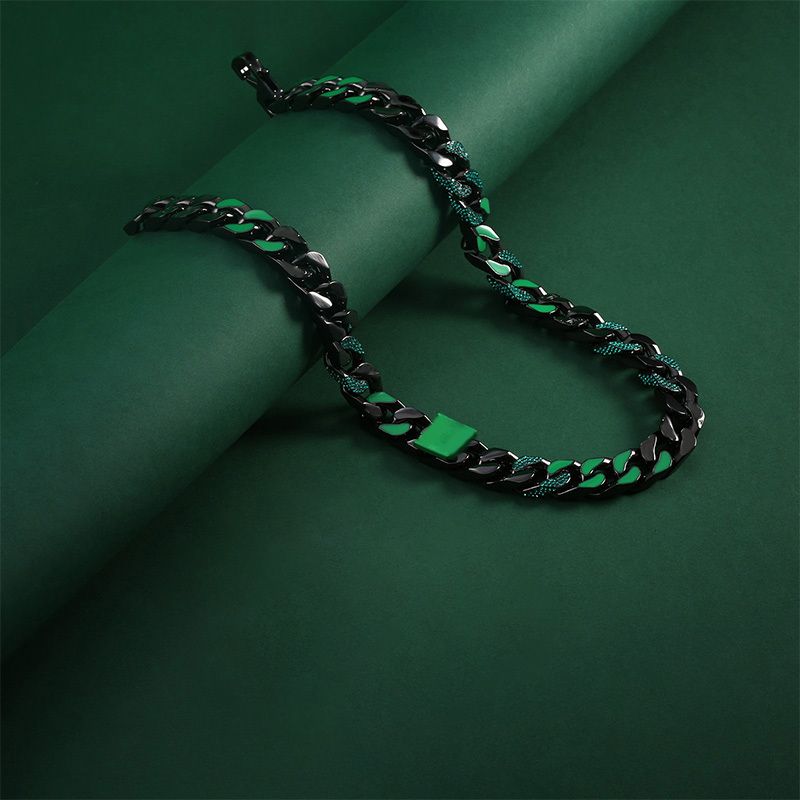 Cuban Chain Green Necklace
