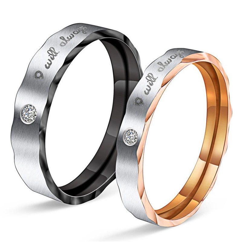 Anillos de pareja anillo compromiso para hombres mujeres moda grabada siempre 3558
