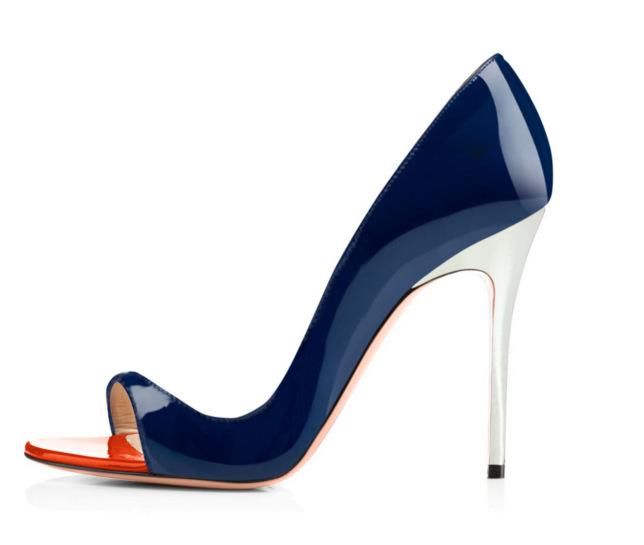 blue and white heel