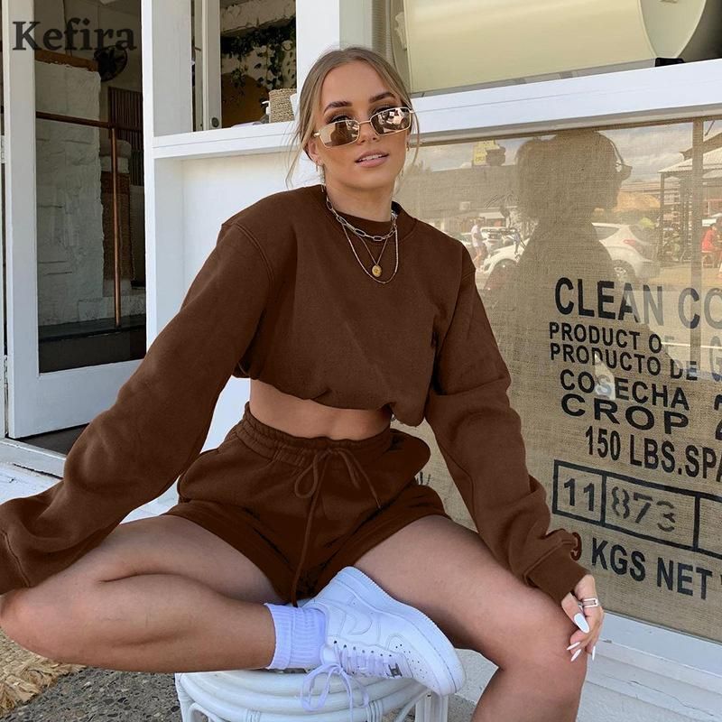 Compra Chándal De Mujer Kefira 2021 Pantalones Cortos De Deportes En El  Hogar Conjunto De Mujeres Sudaderas Sueltas Trajes Cortos Jersey Sweetpants  2 Piezas Pistas Casuales Sólidas Barato | Entrega Rápida Y