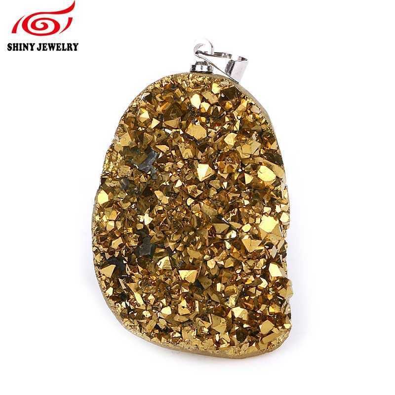 ShinyGem Ciondoli in opale naturale per chakra scintillanti, multicolore, in pietra di cristallo Druzy, per la creazione di gioielli, 5 pezzi_voghion.com