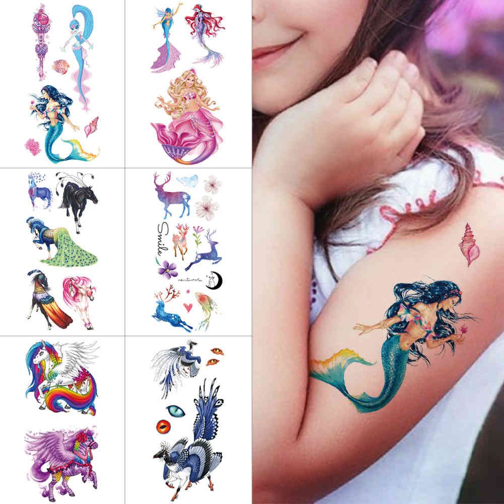 Kids 3d temporary stickers Mermaid princess Flower Fairy Body Pony peacock Waterproof Children cartoon tattoo Kids 3d temporary stickers Mermaid princess Flower Fairy Body Pony peacock Waterproof Children cartoon tattoo