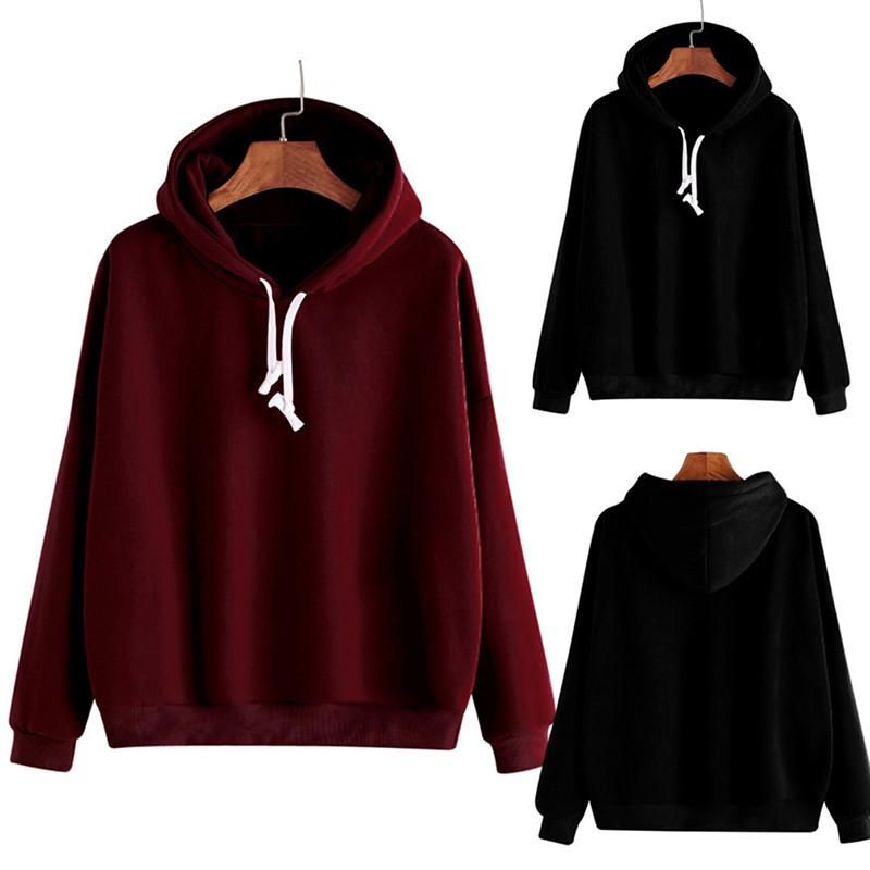 Compra Sudaderas Con Capucha Para Mujer Sudaderas Negro / Rosa / Vino Rojo  Unisex Hip Hop Deporte Casual Sudadera Tops Adolescente Muchachas Mujeres De  Manga Larga Color Sólido P Barato | Entrega