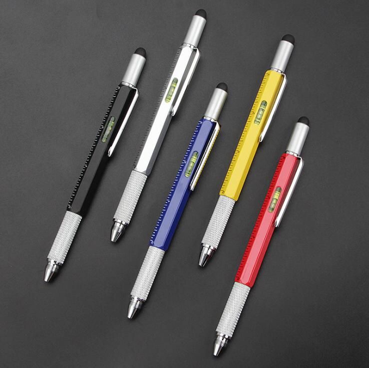 wholesale Hot selling multi-function tool pen Touch screen level gift pen 6 in 1 screwdriver metal ballpoint pen GC4