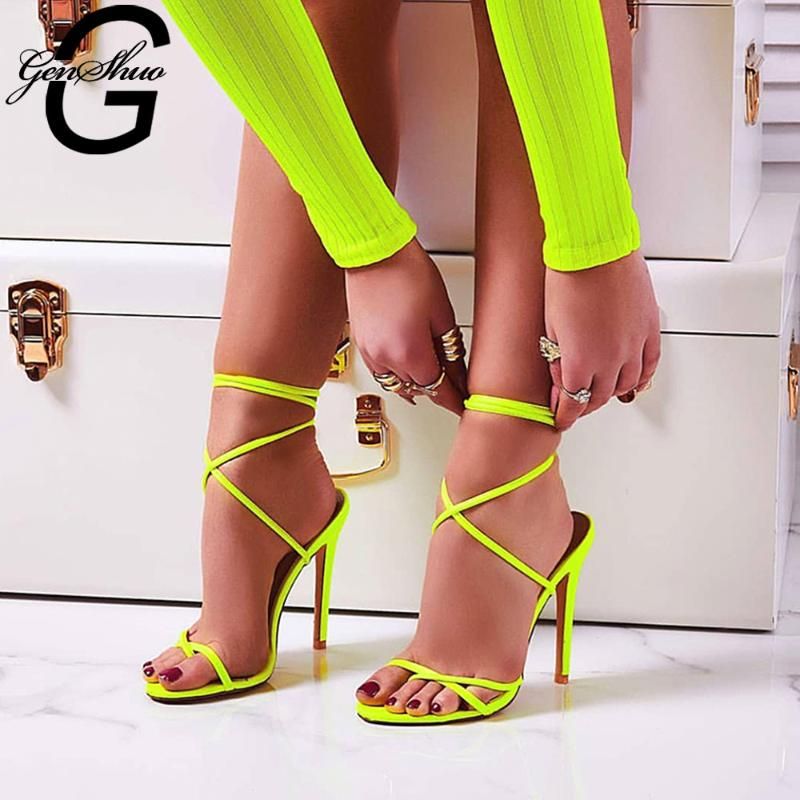 neon closed toe heels
