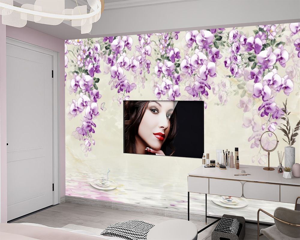 Purple Flower 3d Romantic Wallpaper Modern Mural 3d Flower Wallpaper 3d Wall Paper for Living Room Purple Flower 3d Romantic Wallpaper Modern Mural 3d Flower Wallpaper 3d Wall Paper for Living Room