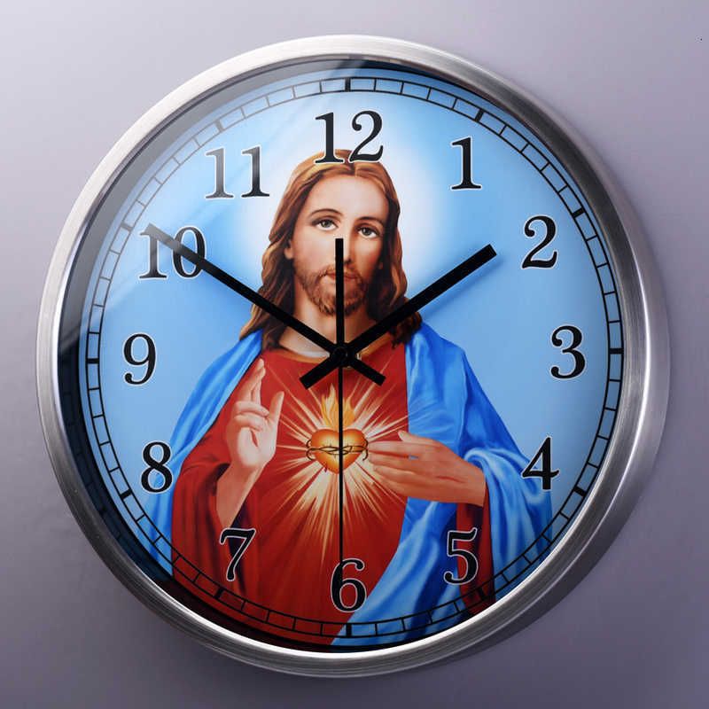 God of time horologe Jesus crucifix drawing room belief The land decorate  wall clock digital wall clock SH190924