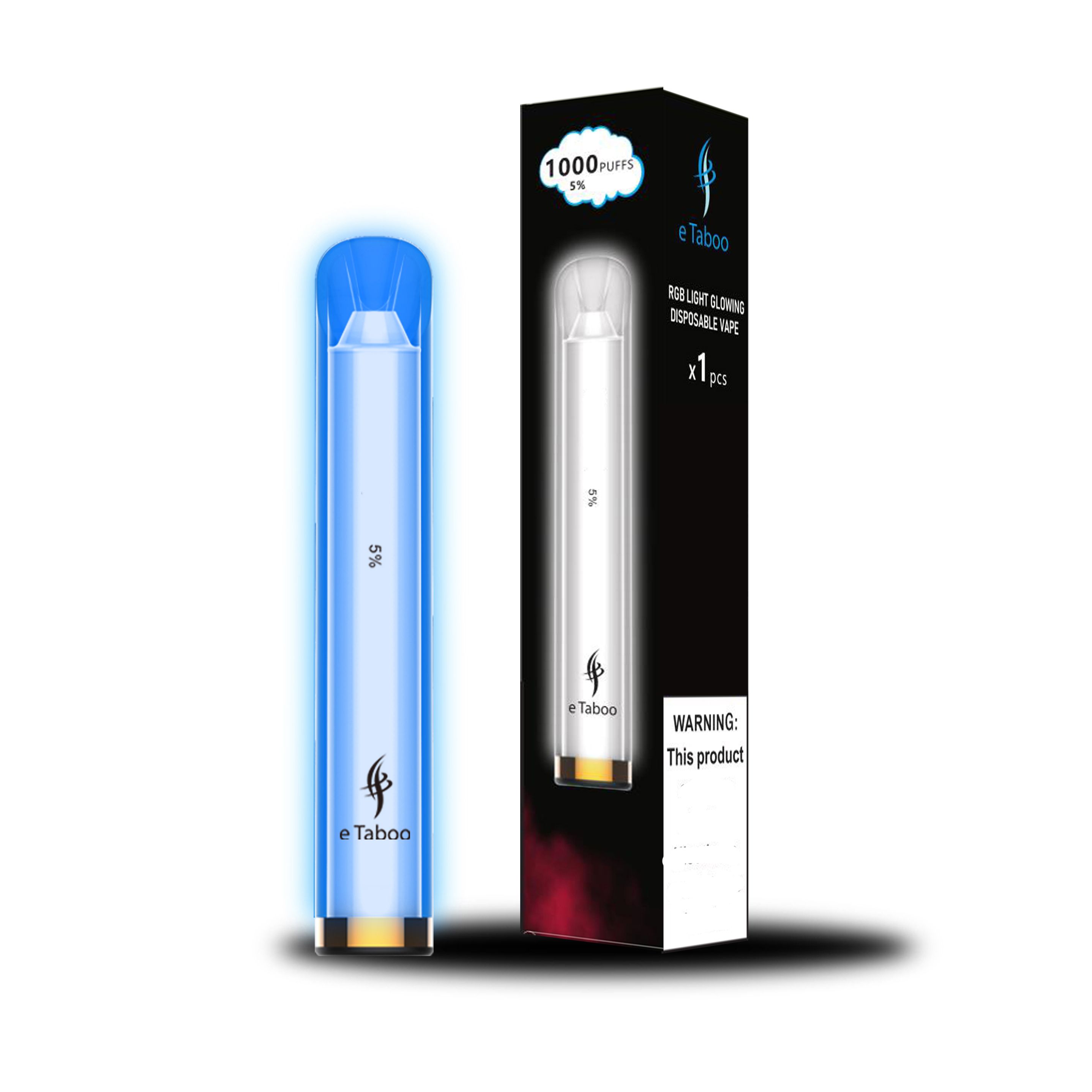 Brand New E-Taboo RGB Disposable E-Cigarette Pod Device Kit 1000 Puffs  600mAh Battery 3.5