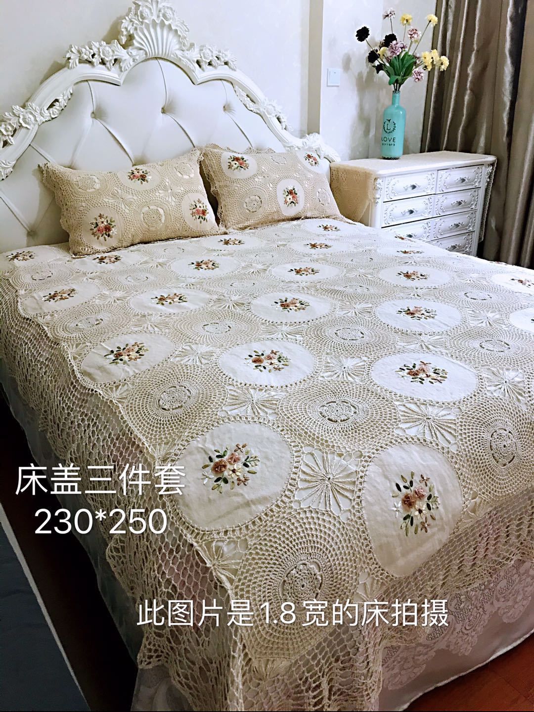 Acheter Pas Cher Beige Fourniture A La Main Crochet Spread Set Ensemble De Luxe Cotton Literie Ensembles Couverture De Lit Taie Doreiller Super King 230x250cm Couvre Lit Set De Couverture Du 166 61