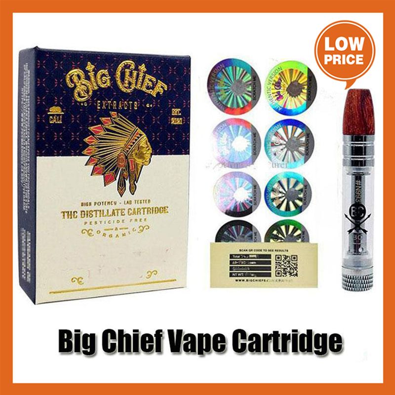 Big Chief Vape Cartridge Pen Cart With Packaging Wood Tip 0.8ML Tank