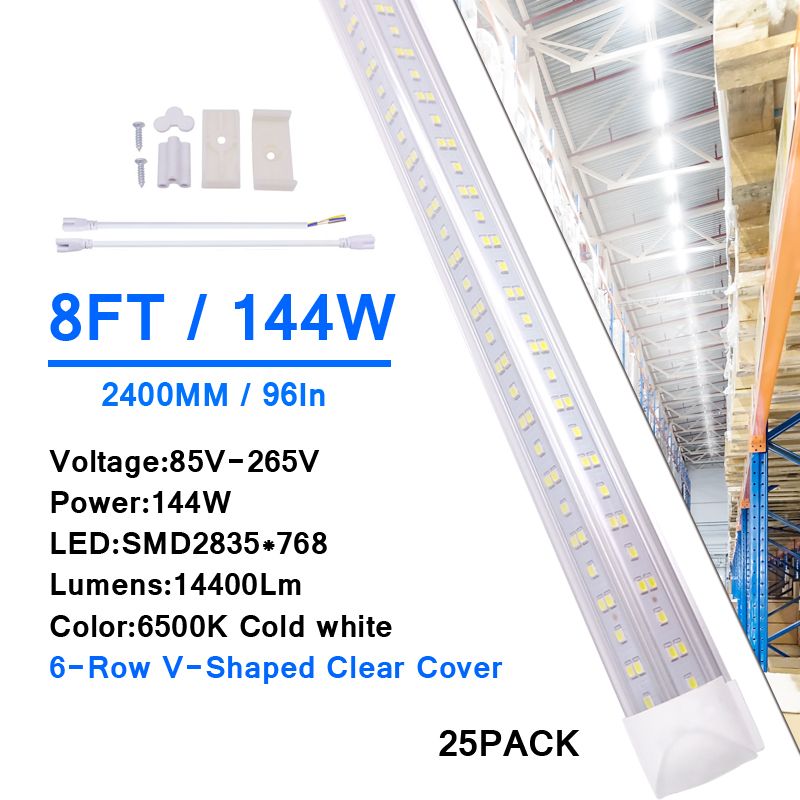 8FT 144W V-forme couvercle transparent