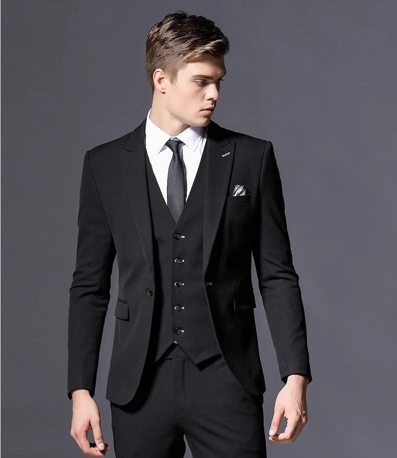 Trajes De Los Hombres Blazers Design Business Groom Hombre Silm Mens + Pantalón + Gris Negro Tasquido Matrimonio Luxe Terno De 144,34 € | DHgate