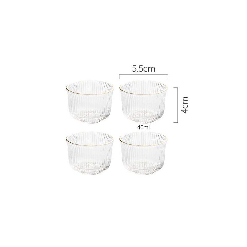 Set of 4 Cups - Gold Rim