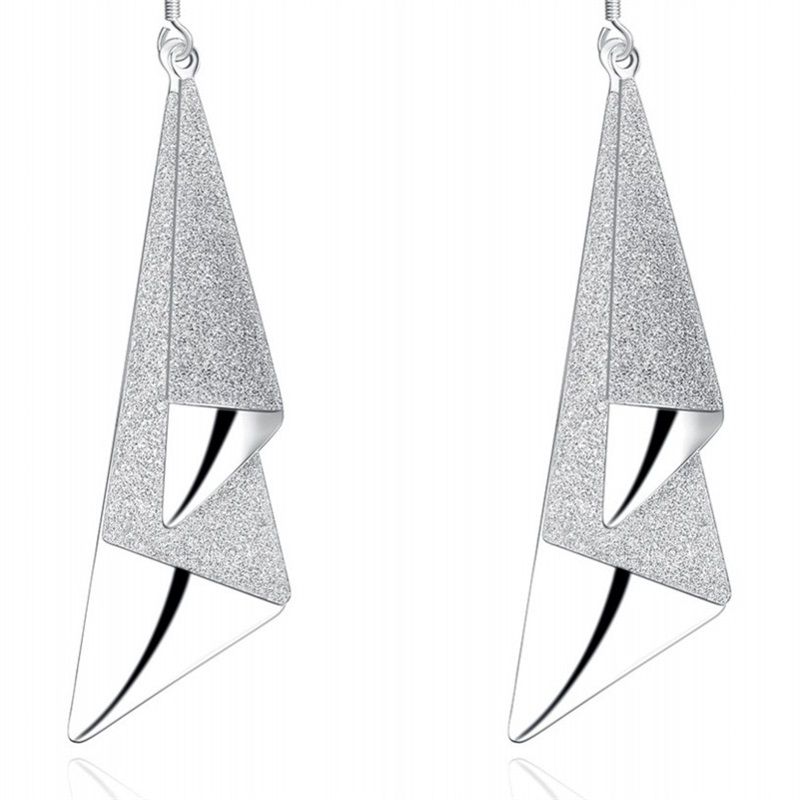Pendientes Geométricos Geométricos Largos Geométricos Largos Sterling Silver Frosted y Plata Pendientes Geométricos Geométricos Largos Geométricos Largos Sterling Silver Frosted y Plata