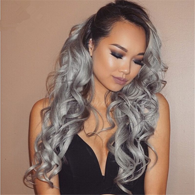 Brazilian 9A #1B/grey Ombre Hair Wig loose wave Full Lace Wig Glueless Sliver Grey Lace Brazilian 9A #1B/grey Ombre Hair Wig loose wave Full Lace Wig Glueless Sliver Grey Lace