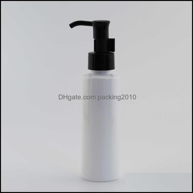 100ml branco frasco de plástico preto