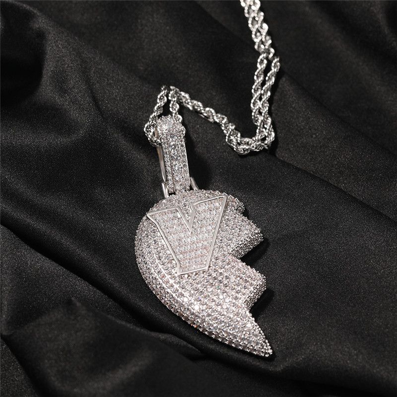 Hip Hop Iced Out Half Heart Pendant 