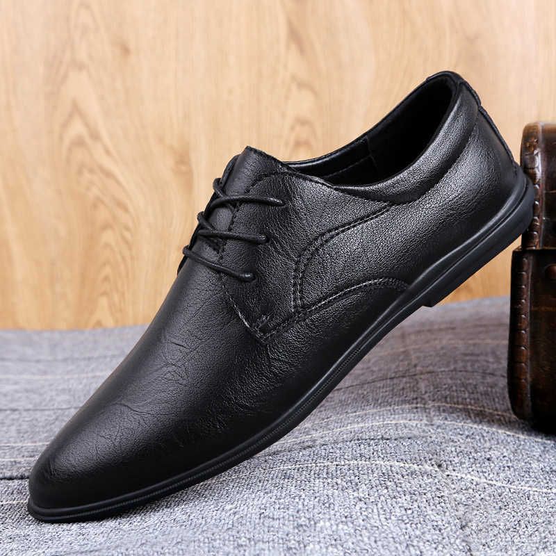 2021 Lederen Heren Zwart Lederen Schoenen Business Ess Korean British  Fashion Casual Veelzijdige Jongens Soft Soles Heren Van Diyvanssneakers,  28,79 € |DHgate