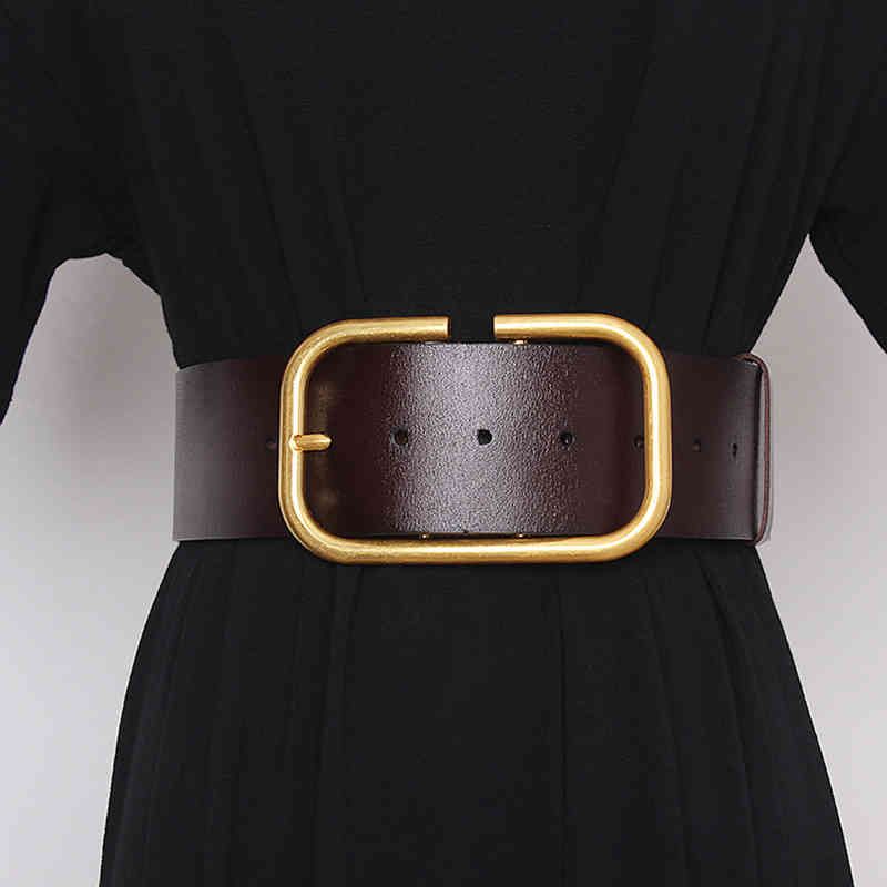 Cinturones anchos para de cuero genuino con de pin de aleación de oro grande