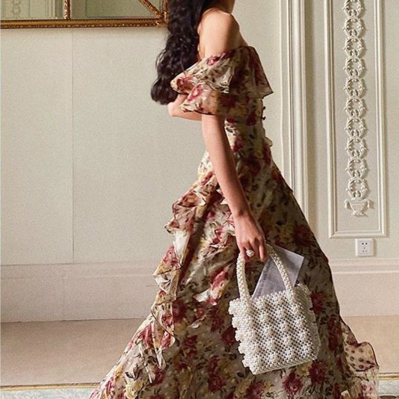 Compra Vestido Vintage Elegante Francés Mujeres Floral Floor Longitud De La  Cena De La Fiesta De La Fiesta De La Boda Sexy Vestido Largo De Corea 2021  Primavera 210309 Barato | Entrega