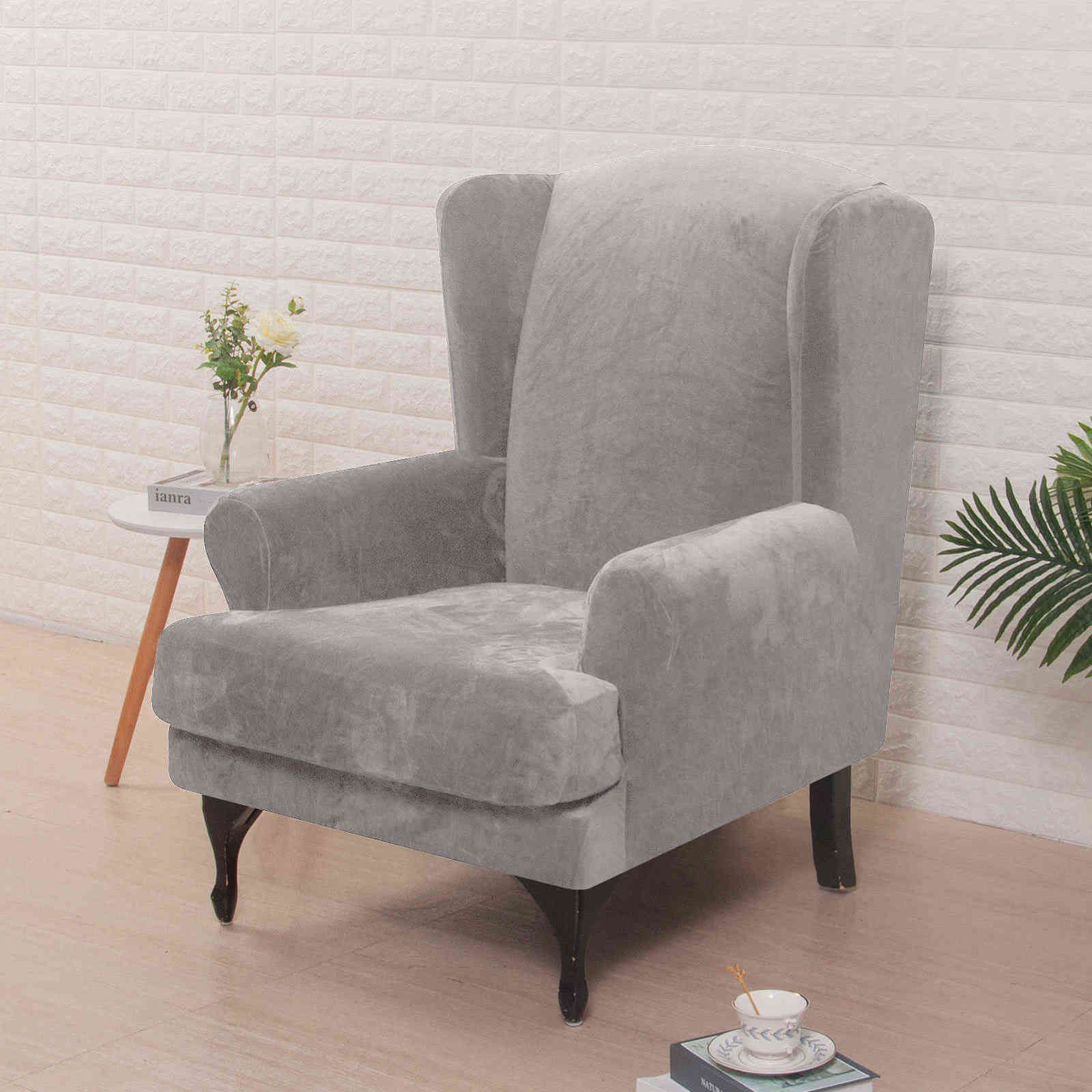 Light Grey-Wing Chair Cover