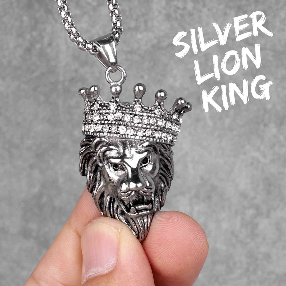N344-Silver Lionking-sans chaîne