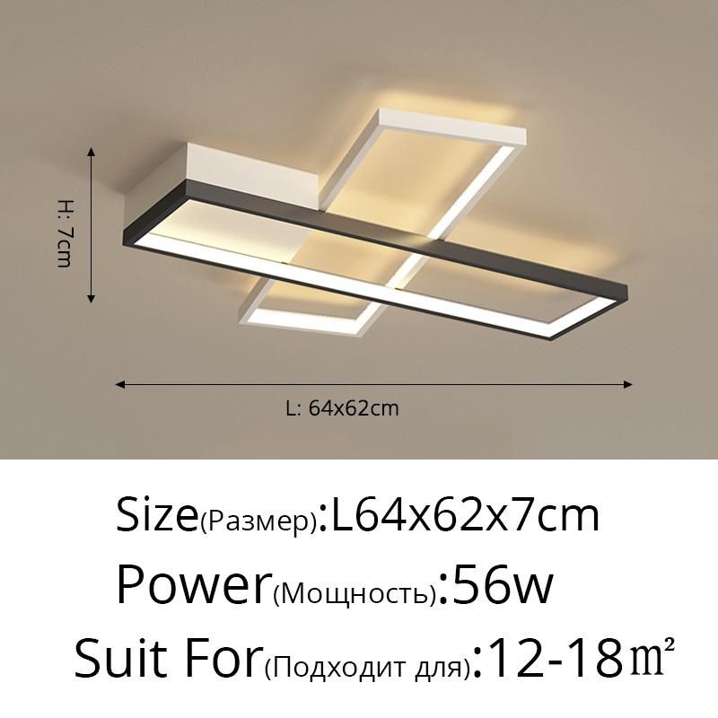 Czarny L64X62CM 56W Ciepły biały Bez pilota