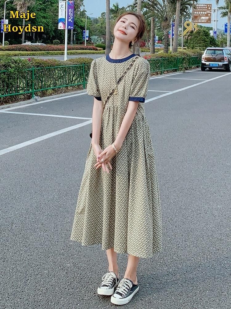 Compra Vestidos De Fiesta Maje Hoydsn Mujer Vestido Mujer Verano 2021  Cintura Delgada Francesa Gentle Viento Floral Falda Larga Ropa Vintage  Barato | Entrega Rápida Y Calidad | Es.Dhgate