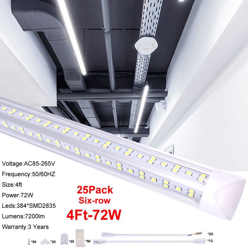 4ft 72W sex-rads V-format klart lock