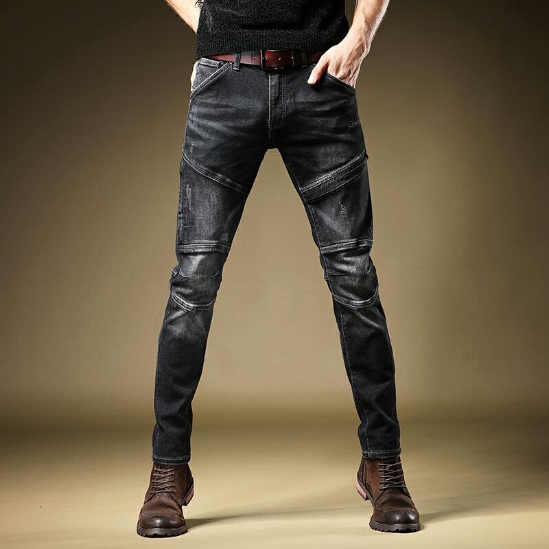 Compra 2021 Pantalones Masculinos Nuevos Americanos Jeans De Motocicleta De  Alta Gama Americana Marca De Moda Costura De Calle Europea Pantalones De  Mezclilla Negra Para Hombres B1NV Barato | Entrega Rápida Y