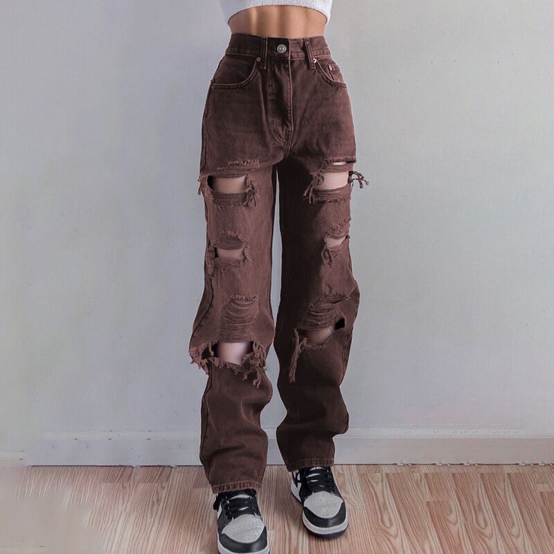 Compra Pantalones Rodillos Sueltos De Mujer Pantalones De Mezclilla Denim  Pantalones De Cintura Alta Angustiada Holón De Pierna Recta Pantalón Moderno  Bootcut Jean 6646 Barato | Entrega Rápida Y Calidad | Es.Dhgate