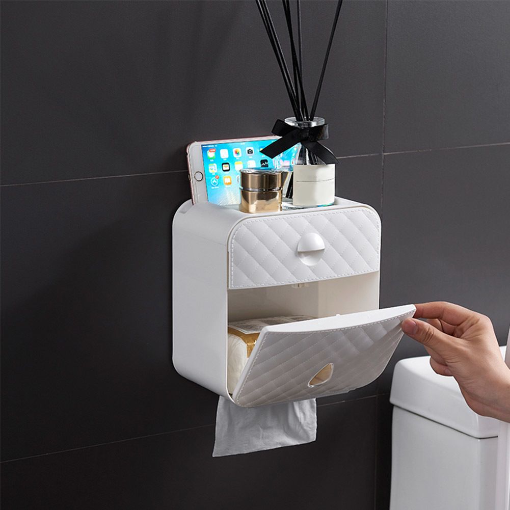Waterproof Box Paper Towel Toilet Rack Wall Roll Holder Tissue Bathroom Storage