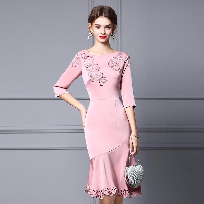 Compra Vestidos Informales 2021 Alta Calidad Otoño Invierno Celebridad  Retro Bordado Vestido Delgado Oficina Dama Con Cuentas Flor Cóctel Mujer  Grande Barato | Entrega Rápida Y Calidad | Es.Dhgate