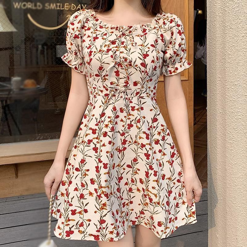 Cute Sweet Short Sleeve Bowknot Korean Style Lolita Girl Summer Aline  Dress  eBay