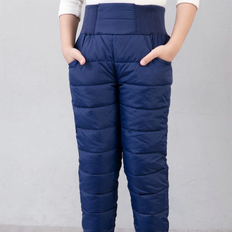 Happy childhood Baby Boys Girls Cotton Elastic Waist Pants Winter Solid Thicken Trousers Casual Sweatpants Bottoms
