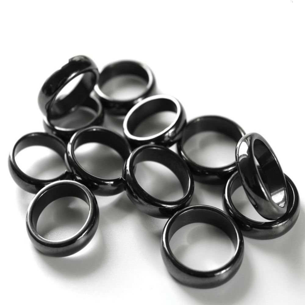 6mm anillos curvos anillos hematita pareja negro anillo de piedra anillo ansiedad unisex curación