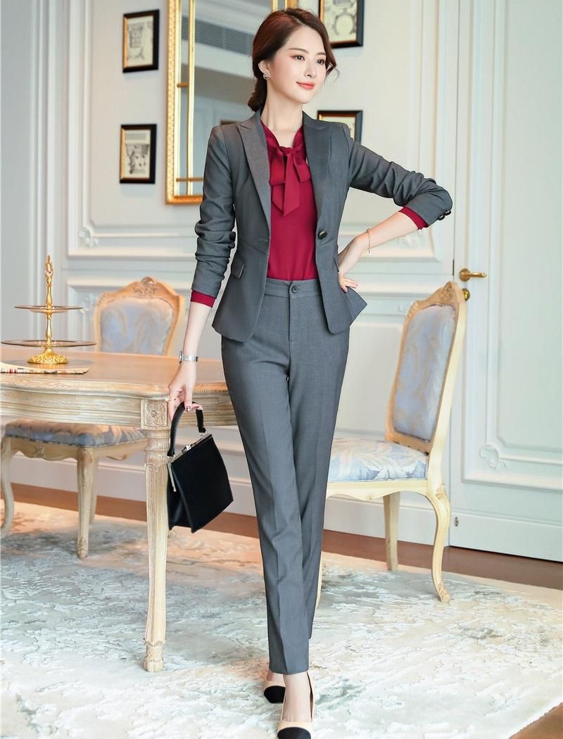 Trajes de mujer Blazers de alta calidad MUJER FORMAL DE GRIS Blazer y conjuntos