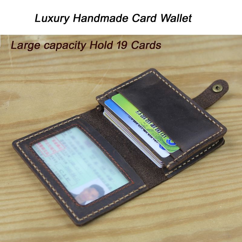 Real Leather Purses Crazy Horse Business Id Card Holder Wallets For Men New