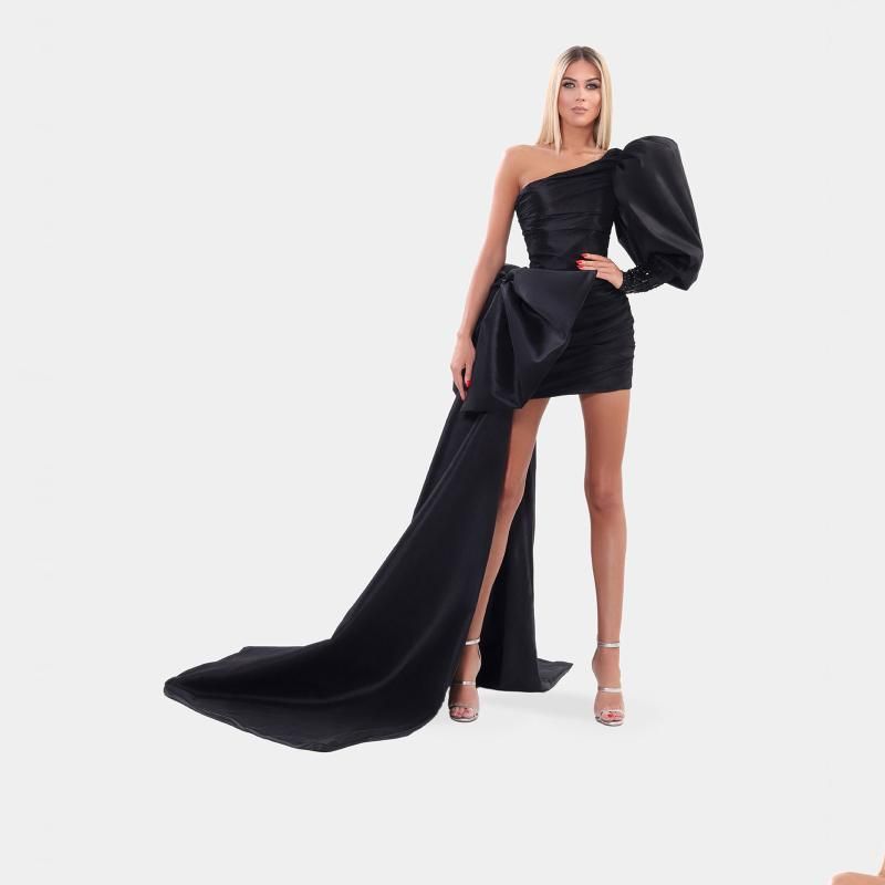 Compre Vestidos De Fiesta Moda Única Elegante Satén De Satén Paño Largo  Manga Larga One Hombro Mujer Pagina Pago Paguent PLUS TAMAÑO MÁS COMERCIAL  HECHO A 121,98 € Del Yihanshan | Es.Dhgate.Com