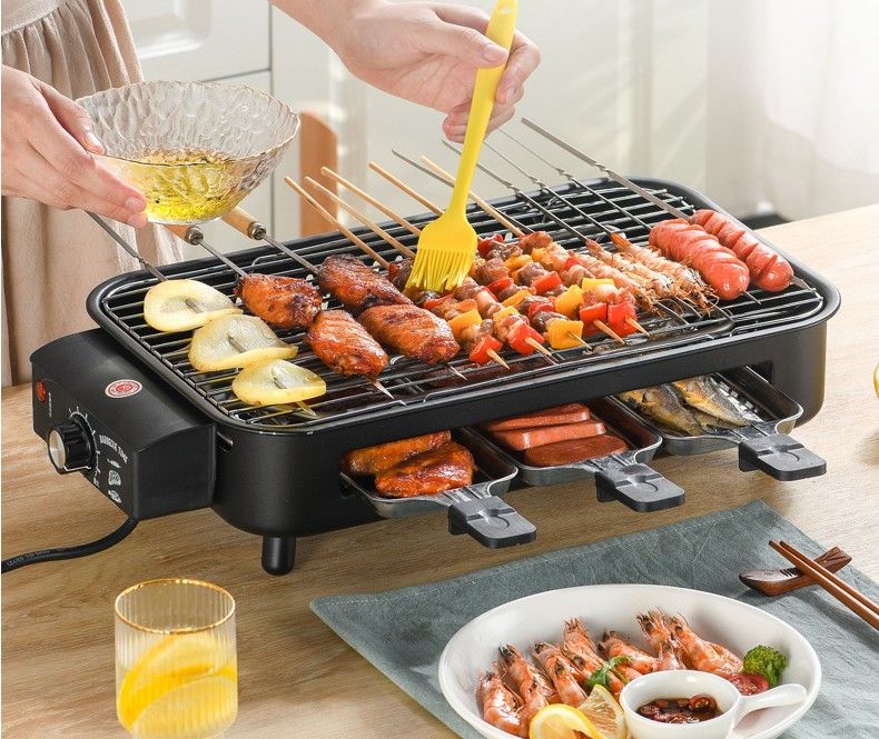 Portátil Barbacoa eléctrica BBQ Grill Parrilla eléctrica Pan para hornear Pan de preparación