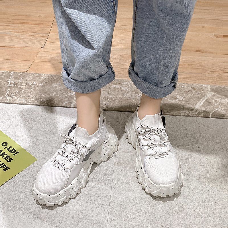 2021 Sok Platform Sneakers Dames Schoenen Knit Sneakers Stretch Stof  Schoenen VOEDCANISEERDE Schoenen Mand Femme Zwart Wit Van Minji59314, 36,06  € |DHgate