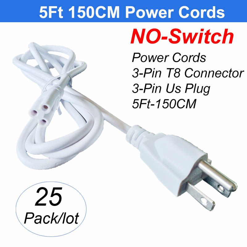3Pin 5Ft 150cm Power Cords NO Switch