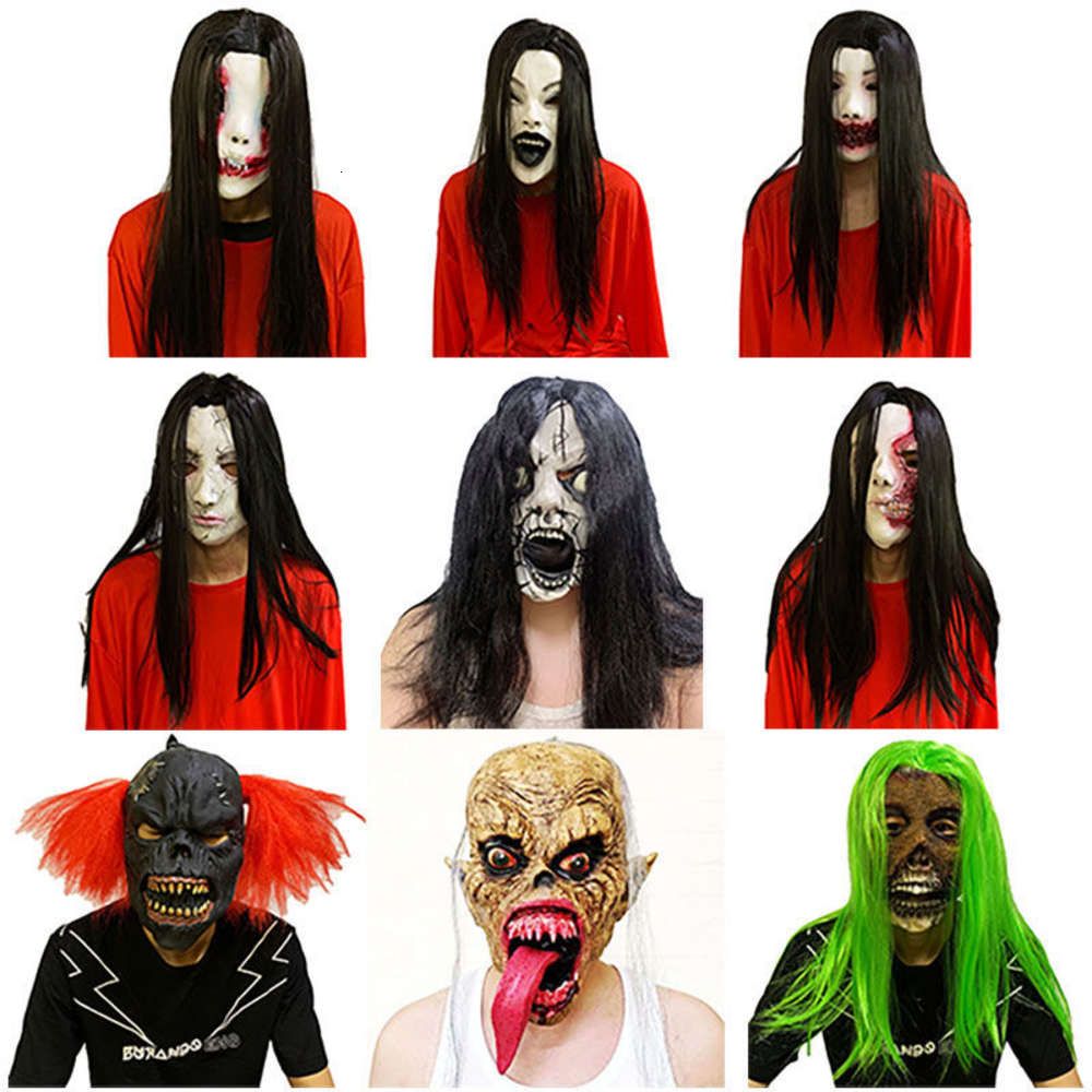 Halloween Horror long hair ghost face mask red devil Mask Masquerade Ball latex basically escape from Halloween Horror long hair ghost face mask red devil Mask Masquerade Ball latex basically escape from