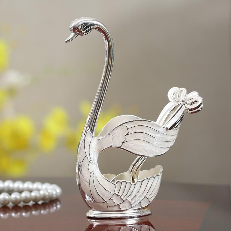 Sliver Swan base with 6pcs spoon